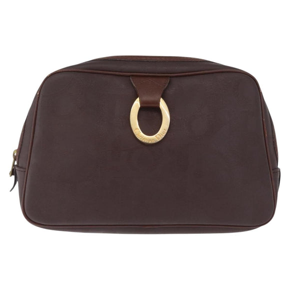Christian Dior Trotter Canvas Clutch Bag PVC Brown Gold Auth ka7048