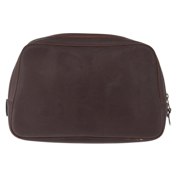 Christian Dior Trotter Canvas Clutch Bag PVC Brown Gold Auth ka7048