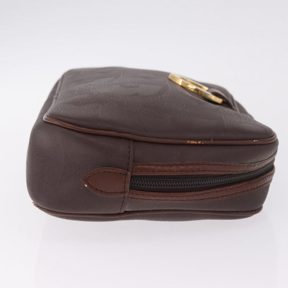Christian Dior Trotter Canvas Clutch Bag PVC Brown Gold Auth ka7048