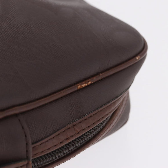 Christian Dior Trotter Canvas Clutch Bag PVC Brown Gold Auth ka7048
