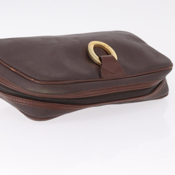 Christian Dior Trotter Canvas Clutch Bag PVC Brown Gold Auth ka7048