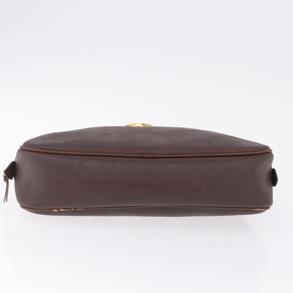 Christian Dior Trotter Canvas Clutch Bag PVC Brown Gold Auth ka7048