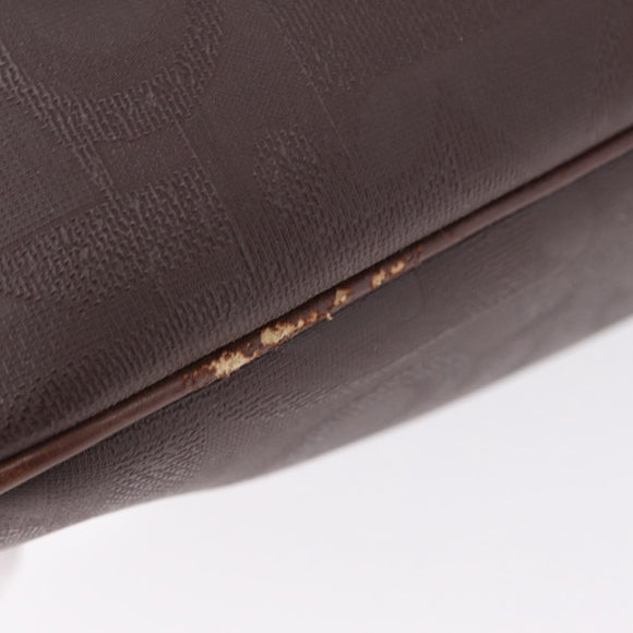 Christian Dior Trotter Canvas Clutch Bag PVC Brown Gold Auth ka7048