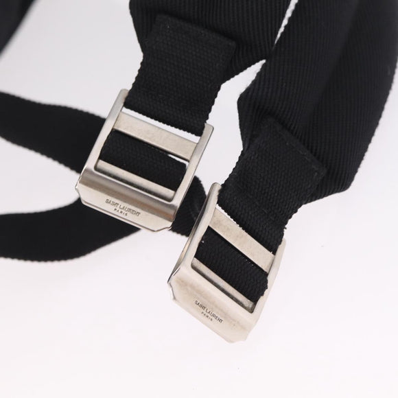 Saint Laurent Backpack Canvas Black Silver Auth ka7053