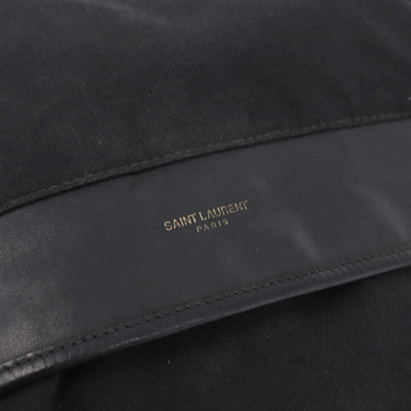 Saint Laurent Backpack Canvas Black Silver Auth ka7053