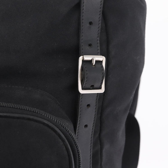 Saint Laurent Backpack Canvas Black Silver Auth ka7053