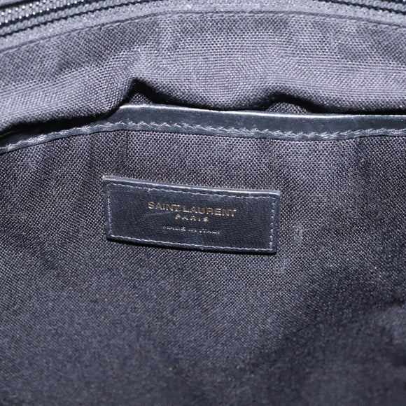 Saint Laurent Backpack Canvas Black Silver Auth ka7053