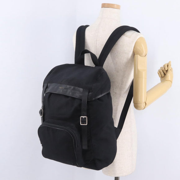 Saint Laurent Backpack Canvas Black Silver Auth ka7053