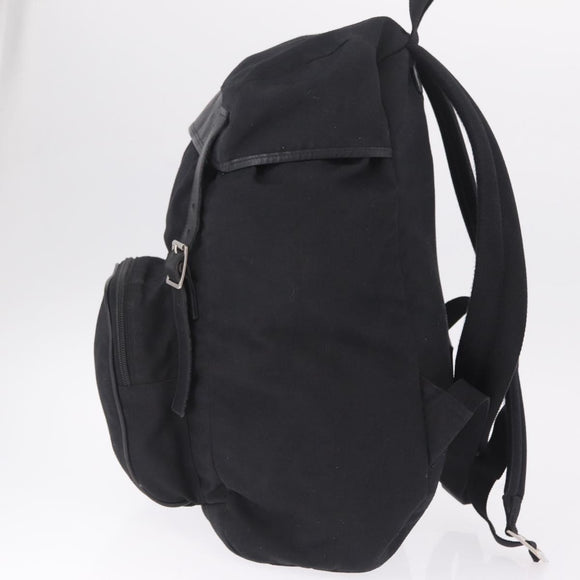 Saint Laurent Backpack Canvas Black Silver Auth ka7053