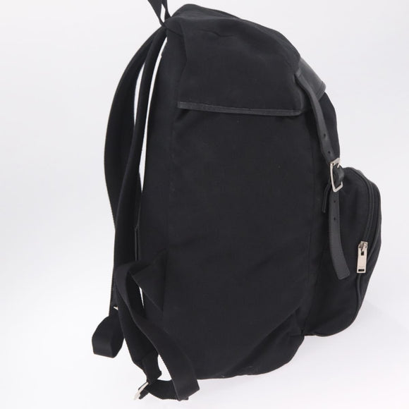 Saint Laurent Backpack Canvas Black Silver Auth ka7053