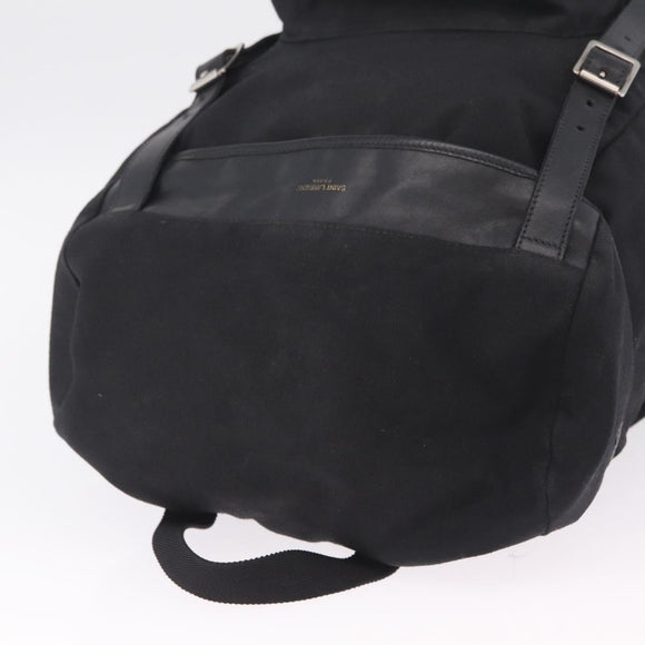 Saint Laurent Backpack Canvas Black Silver Auth ka7053