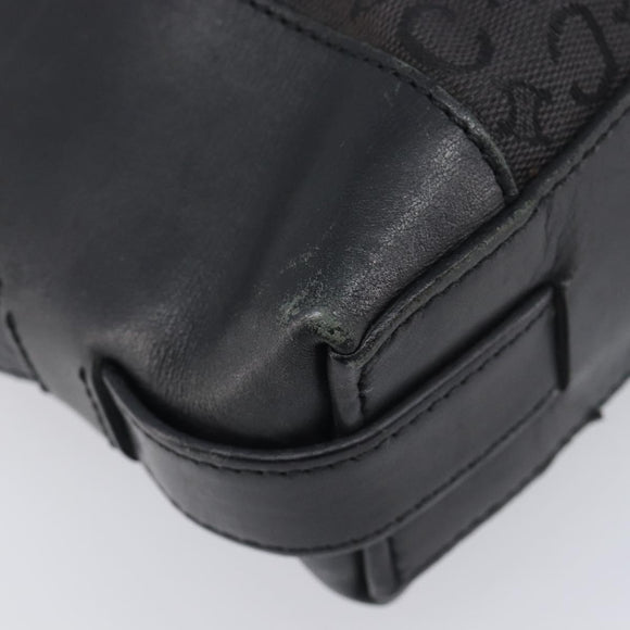 CELINE C Macadam Canvas Shoulder Bag Black Silver Auth ka7054