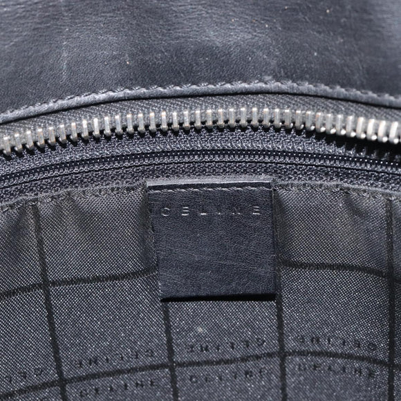 CELINE C Macadam Canvas Shoulder Bag Black Silver Auth ka7054