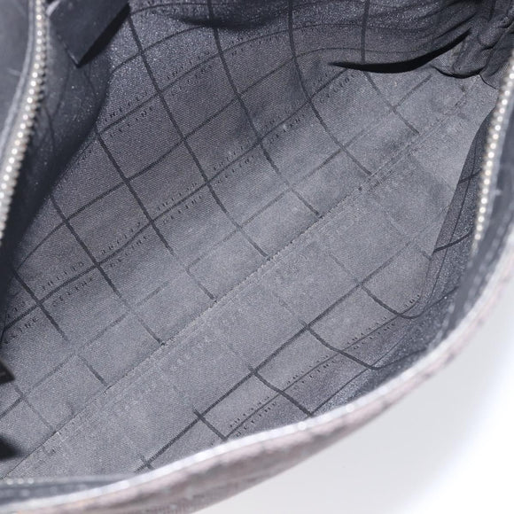 CELINE C Macadam Canvas Shoulder Bag Black Silver Auth ka7054