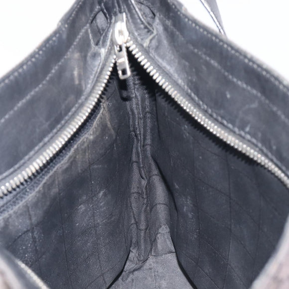 CELINE C Macadam Canvas Shoulder Bag Black Silver Auth ka7054