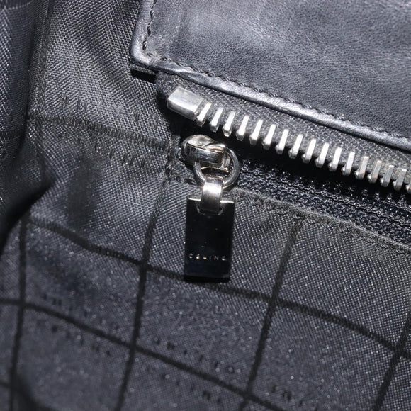 CELINE C Macadam Canvas Shoulder Bag Black Silver Auth ka7054