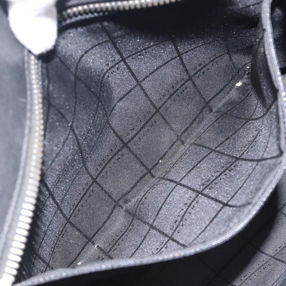 CELINE C Macadam Canvas Shoulder Bag Black Silver Auth ka7054