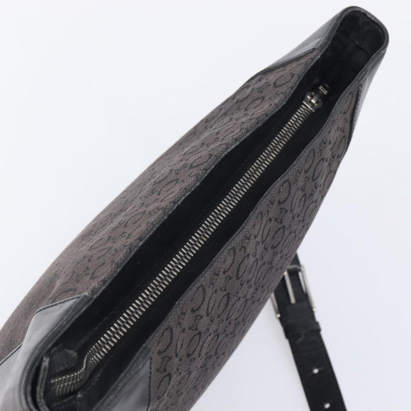 CELINE C Macadam Canvas Shoulder Bag Black Silver Auth ka7054