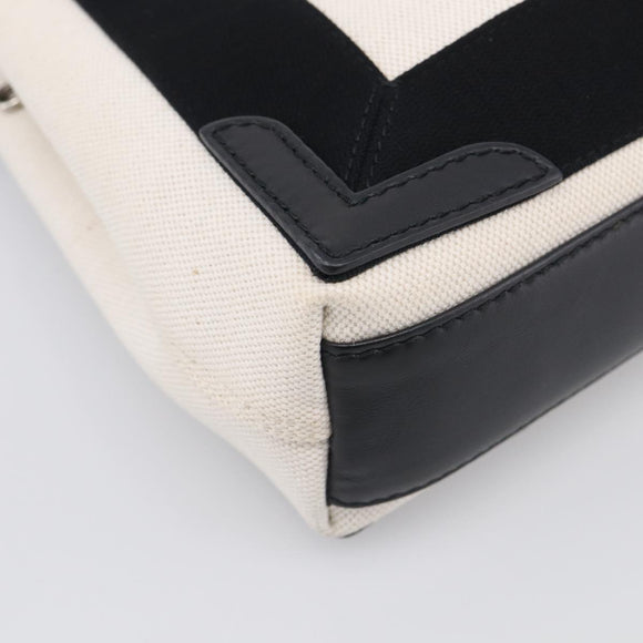 Balenciaga Navy Cabas XS Hand Bag Canvas 2way Black White 390346 Auth ka7055