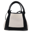 Balenciaga Navy Cabas XS Hand Bag Canvas 2way Black White 390346 Auth ka7055-3