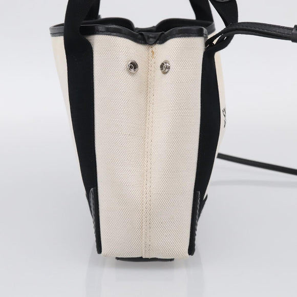 Balenciaga Navy Cabas XS Hand Bag Canvas 2way Black White 390346 Auth ka7055