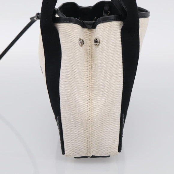 Balenciaga Navy Cabas XS Hand Bag Canvas 2way Black White 390346 Auth ka7055