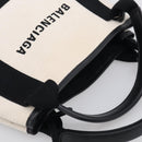 Balenciaga Navy Cabas XS Hand Bag Canvas 2way Black White 390346 Auth ka7055-6