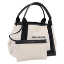 Balenciaga Navy Cabas S Hand Bag Canvas Black White 339933 Auth ka7056A-1