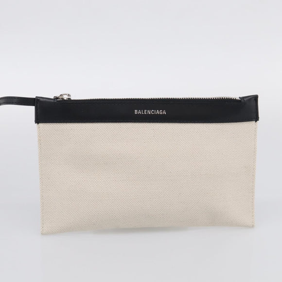 Balenciaga Navy Cabas S Hand Bag Canvas Black White 339933 Auth ka7056A