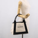 Balenciaga Navy Cabas S Hand Bag Canvas Black White 339933 Auth ka7056A-22