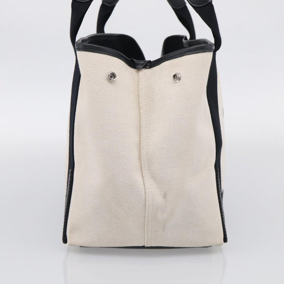 Balenciaga Navy Cabas S Hand Bag Canvas Black White 339933 Auth ka7056A