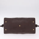 Saint Laurent Cavas Chic Hand Bag Leather Dark Brown Gold Auth ka7057-10