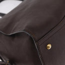 Saint Laurent Cavas Chic Hand Bag Leather Dark Brown Gold Auth ka7057-11