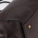 Saint Laurent Cavas Chic Hand Bag Leather Dark Brown Gold Auth ka7057-13