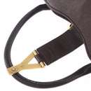 Saint Laurent Cavas Chic Hand Bag Leather Dark Brown Gold Auth ka7057-16