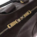 Saint Laurent Cavas Chic Hand Bag Leather Dark Brown Gold Auth ka7057-17
