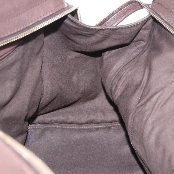 Saint Laurent Cavas Chic Hand Bag Leather Dark Brown Gold Auth ka7057