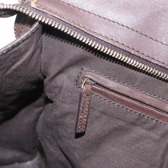 Saint Laurent Cavas Chic Hand Bag Leather Dark Brown Gold Auth ka7057