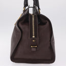 Saint Laurent Cavas Chic Hand Bag Leather Dark Brown Gold Auth ka7057-4