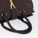 Saint Laurent Cavas Chic Hand Bag Leather Dark Brown Gold Auth ka7057-7