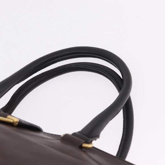 Saint Laurent Cavas Chic Hand Bag Leather Dark Brown Gold Auth ka7057