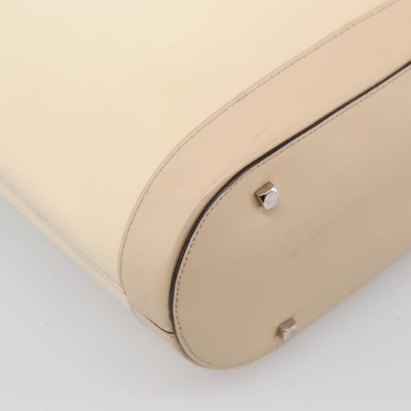 Salvatore Ferragamo Tote Bag Patent Leather Ivory Silver Auth ka7058