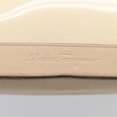 Salvatore Ferragamo Tote Bag Patent Leather Ivory Silver Auth ka7058-14