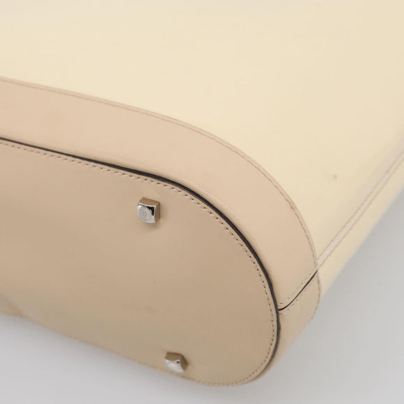Salvatore Ferragamo Tote Bag Patent Leather Ivory Silver Auth ka7058