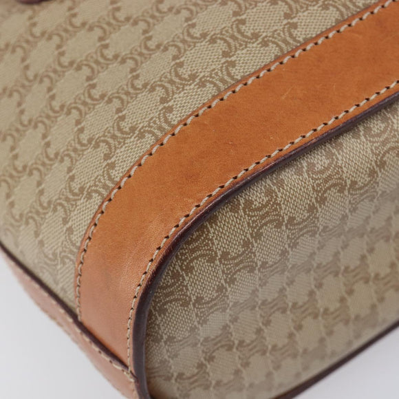 CELINE Macadam Canvas Tote Bag PVC Beige Gold Auth ka7059