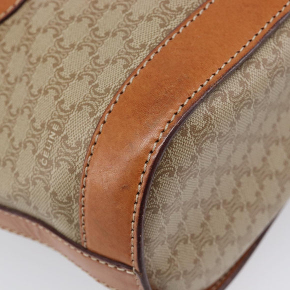 CELINE Macadam Canvas Tote Bag PVC Beige Gold Auth ka7059