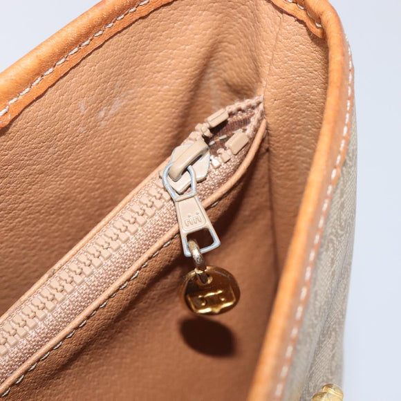 CELINE Macadam Canvas Tote Bag PVC Beige Gold Auth ka7059