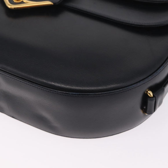 Cartier Shoulder Bag Leather Black Gold Auth ka7060A