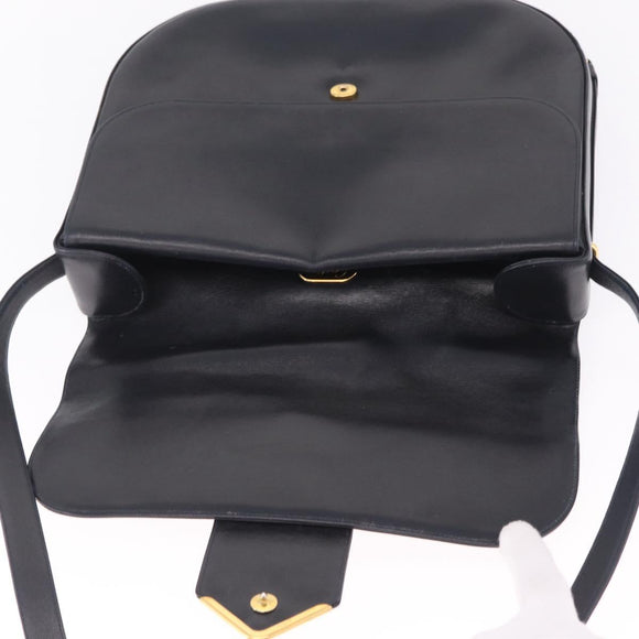Cartier Shoulder Bag Leather Black Gold Auth ka7060A