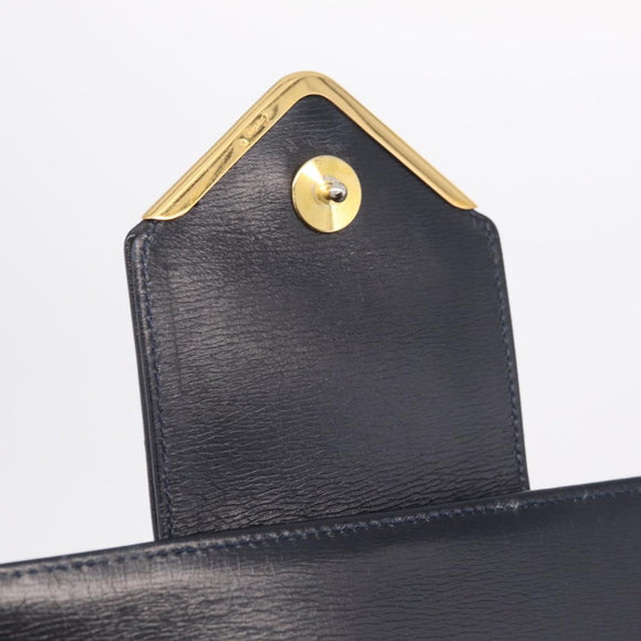 Cartier Shoulder Bag Leather Black Gold Auth ka7060A